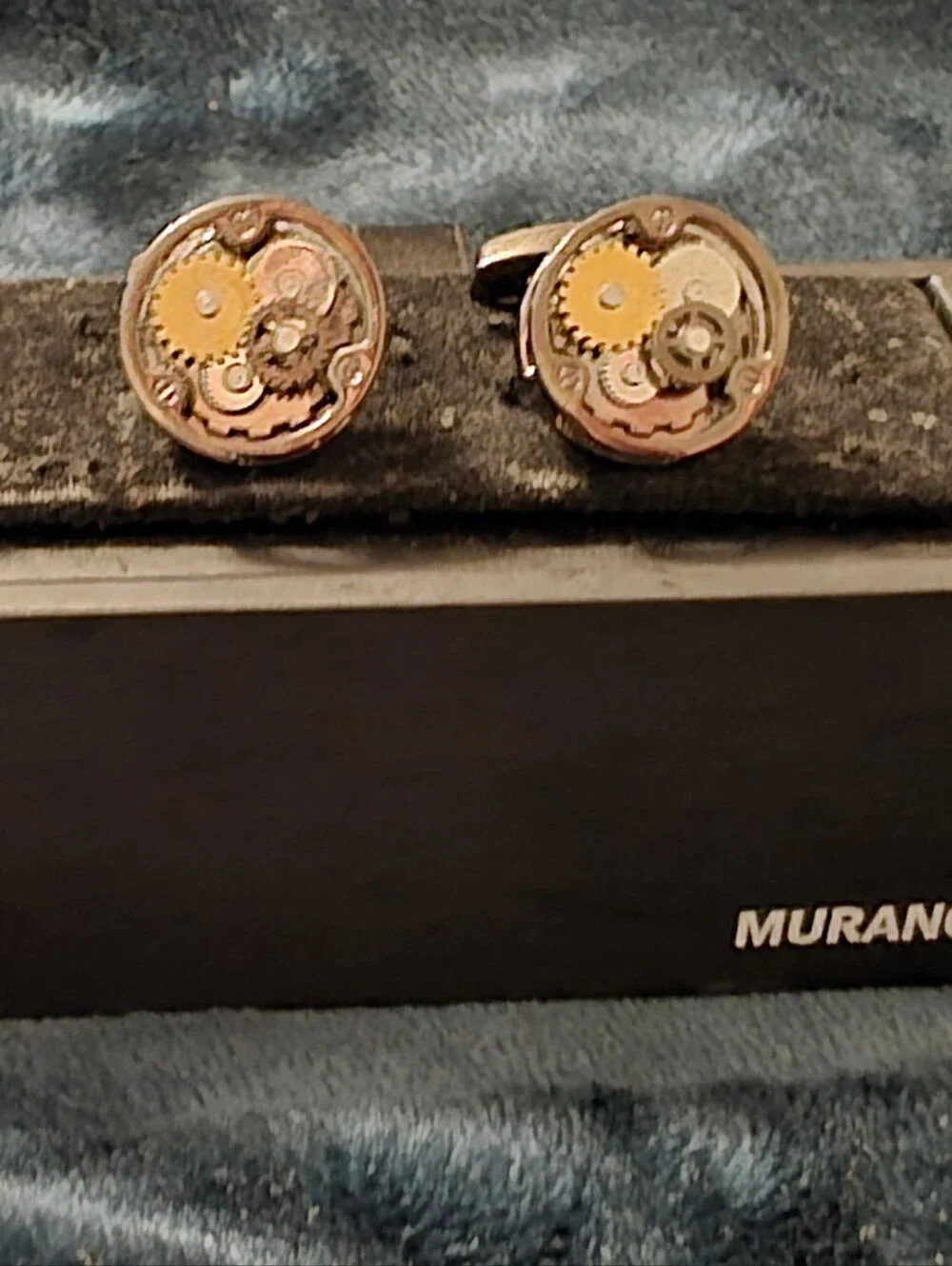 Murano Gunmetal Gear Cufflinks
